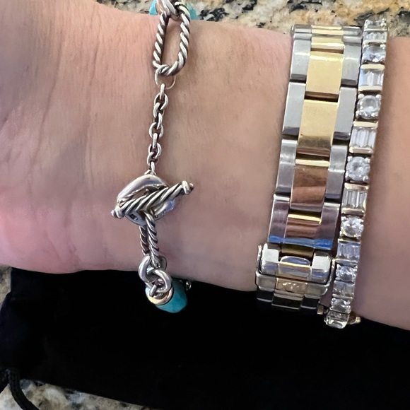 Rare David Yurman Two Toned Turquoise Chain Bracelet - Picture 4 of 5